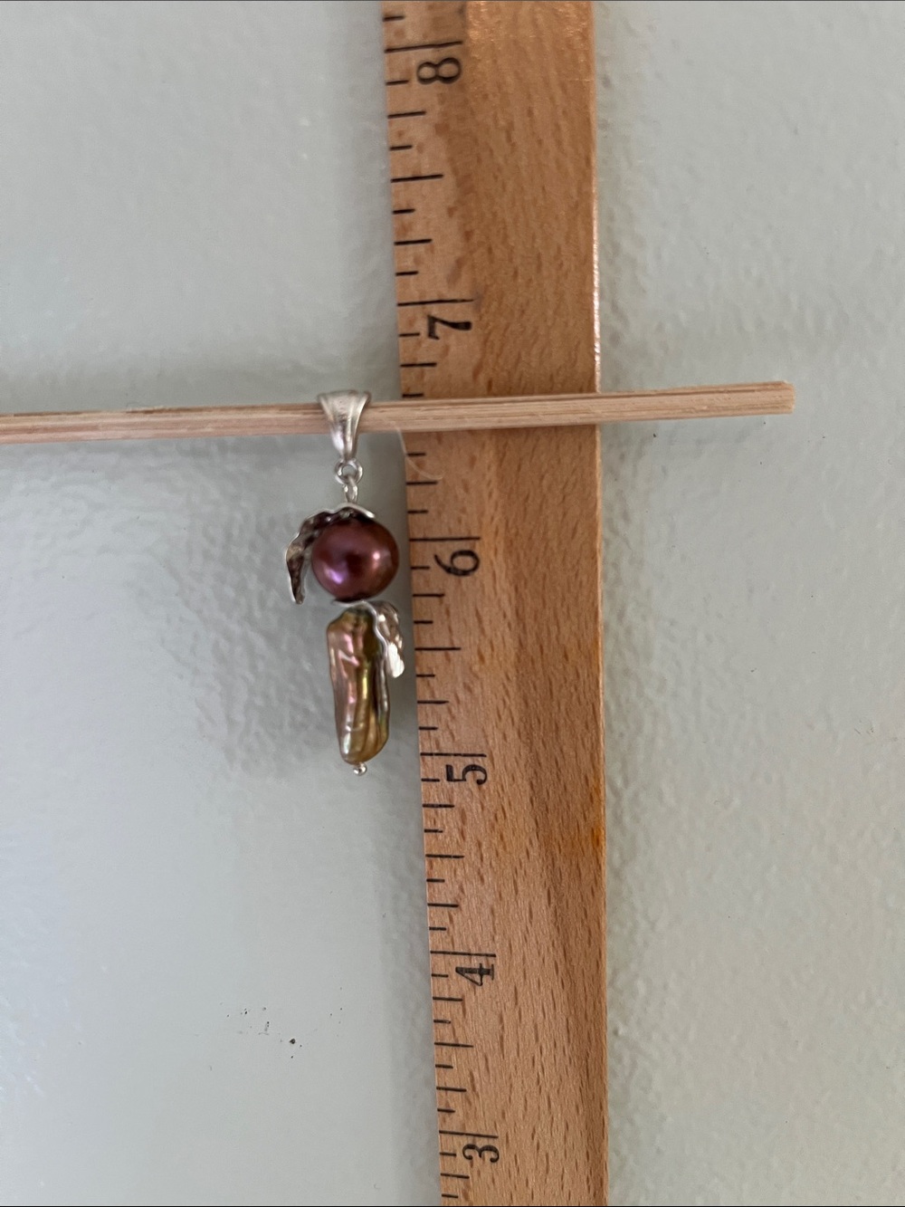 Brown Pearl and Gold Freshwater Pearl Pendant Sterling Silver - Picture 5 of 5